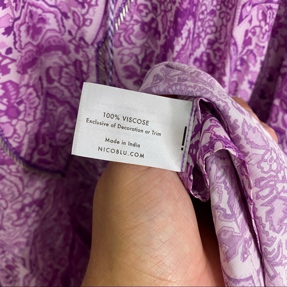 Nicoblu Violets Kaftan With Jewel Tassels & Neckline Embellishment Purple 1X-4x - Picture 8 of 8